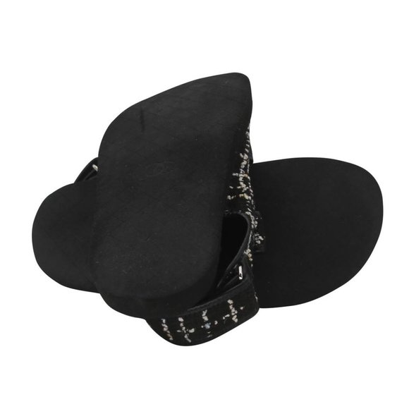 Chanel Cc Strap 38 Quilted Diamond Crystal Canvas Dad Sandals CC-0602N-0007 - Picture 9 of 10